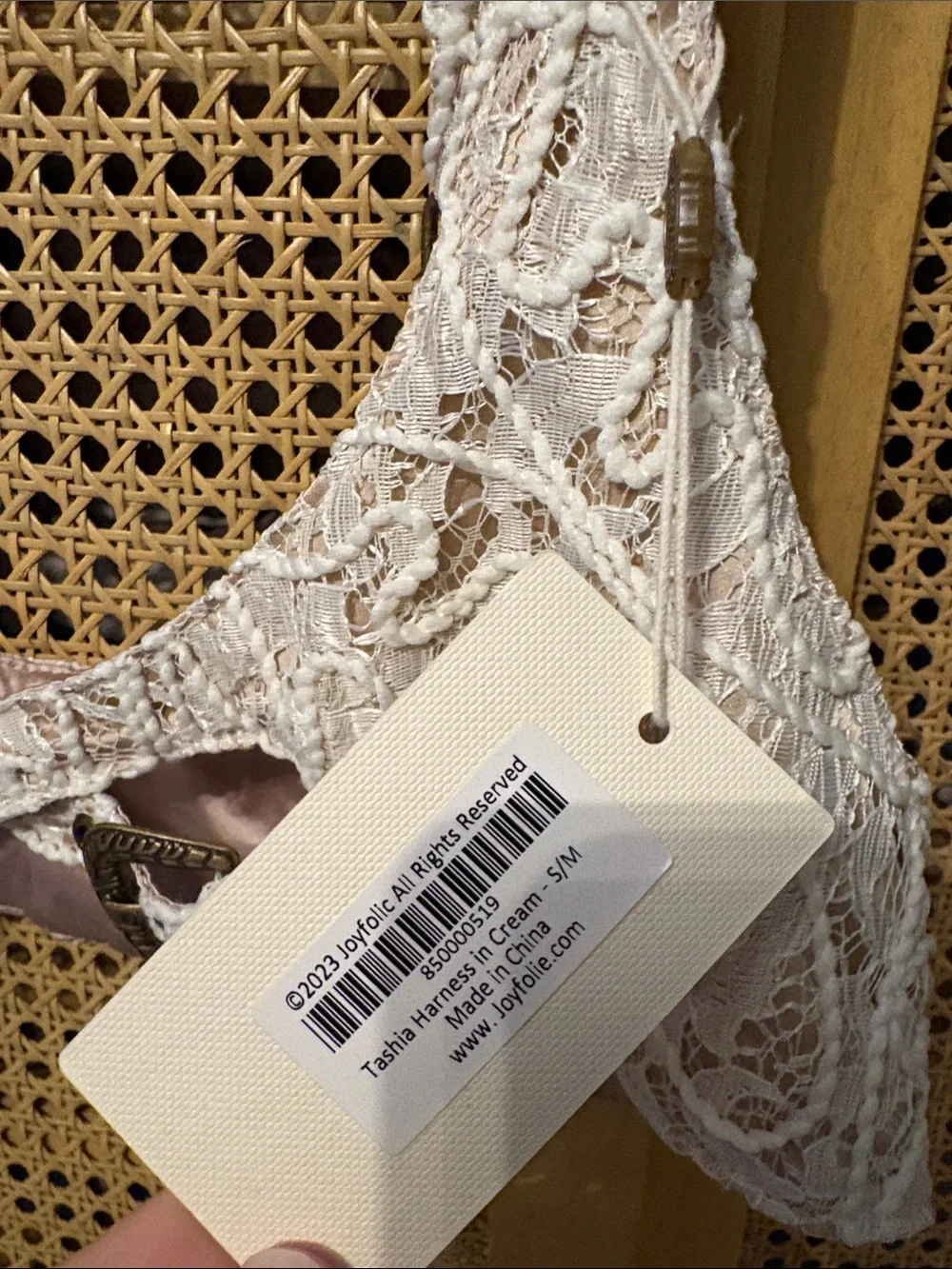NWT joyfolie lace cream Tashia harness belt s/m